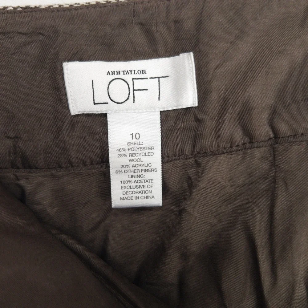 Loft Herringbone Sequins Velvet Trim Wool Blend Embroidered Skirt Womens 10 L - Picture 16 of 16